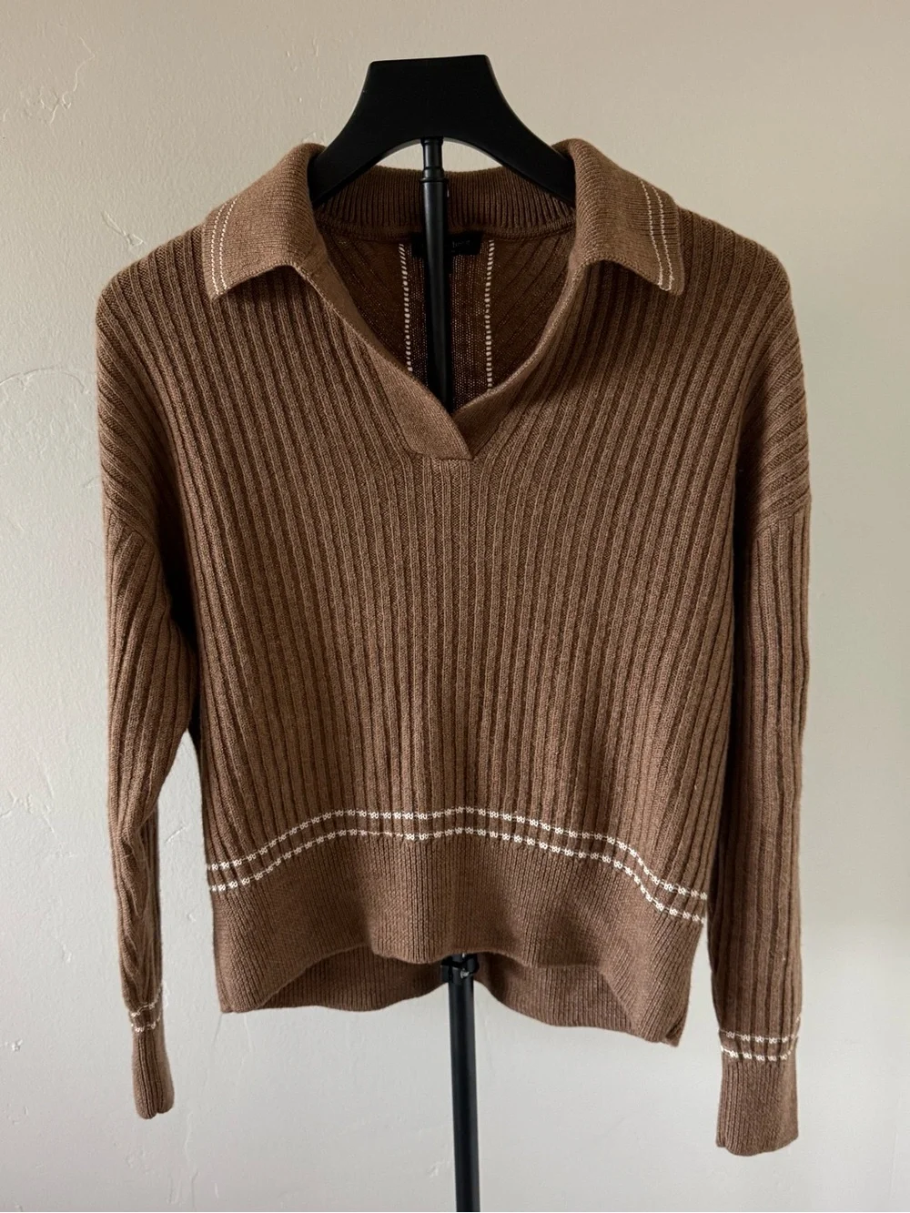 rag & bone Ribbed Monti Polo Sweater in Brown Size M